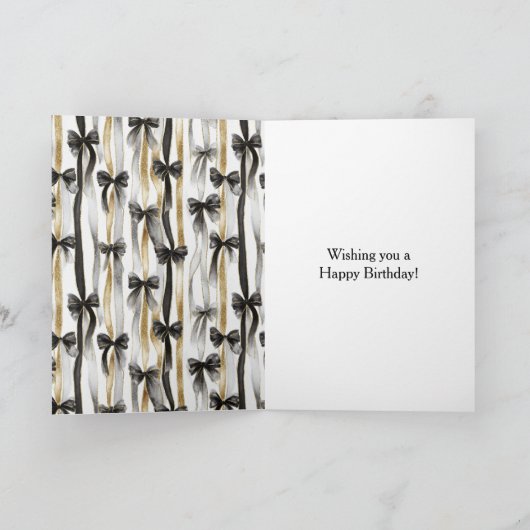 Glänzendes Gold Silber Schwarze Bänder Schleifen G Karte (Innenseite)