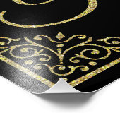 glänzendes Gold und schwarzes Tanzhochzeitzeichen Fotodruck (Ecke)