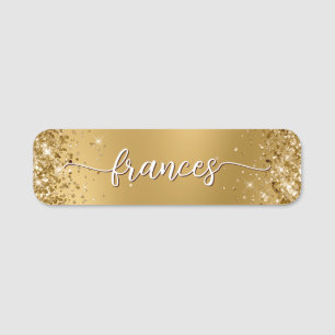 Glänzendes Gold Unschärfe Handschrift-Skript Namensschild