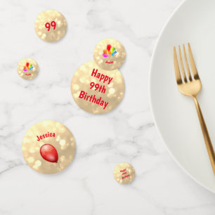 Glänzendes goldenes 99. Geburtstag-Ballon-Design Konfetti