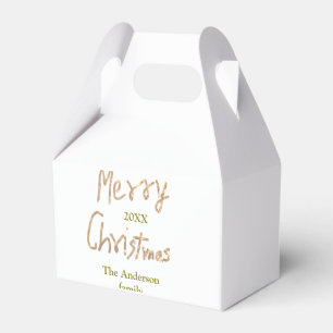 Glänzendes goldenes frohe Weihnachten Familienname Geschenkschachtel