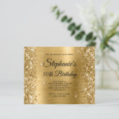 Glänzendes Goldfolie-Fancy-Monogramm 50. Geburtsta (Stehend Vorderseite)