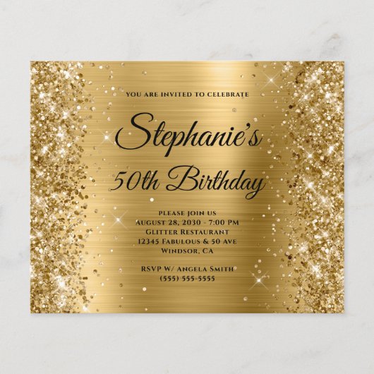 Glänzendes Goldfolie-Fancy-Monogramm 50. Geburtsta Flyer (Vorne)