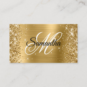 Glänzendes Goldfolie-Fancy-Monogramm Online-Profil Visitenkarte