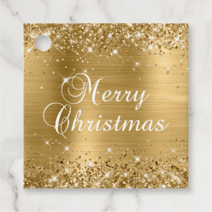 Glänzendes Goldfolien-Frohe-Weihnachten-Geschenk Geschenkanhänger