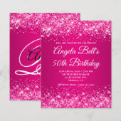 Glänzendes heißrosa Himbeer-Ombre-Fancy-Monogramm (Vorne/Hinten)