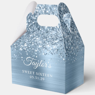 Glänzendes Hellblau-Folie Glam Sweet Sixteen Geschenkschachtel