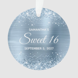Glänzendes Hellblau-Folien-Süßes 16 Ornament