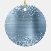 Glänzendes Hellblaues Folien-Fancy-Monogramm Keramik Ornament (Hinten)