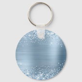 Glänzendes Hellblaues Folien-Fancy-Monogramm Schlüsselanhänger (Rückseite)