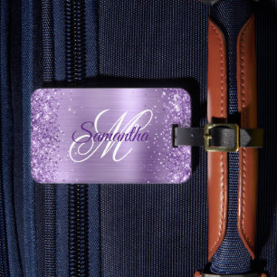 Glänzendes Helllila-Folie-Monogramm Gepäckanhänger