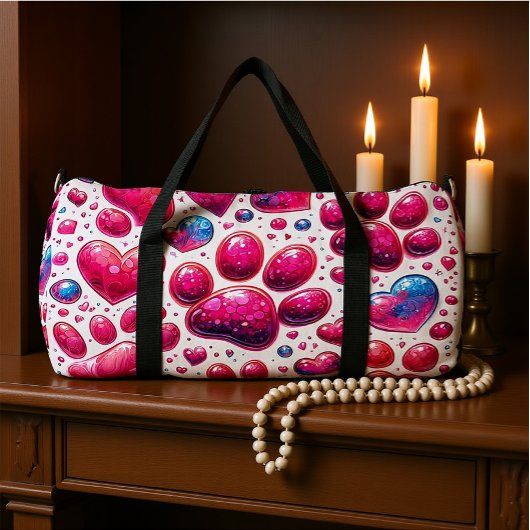 Glänzendes Herz-Blasen-Muster-Reise Duffle Bag