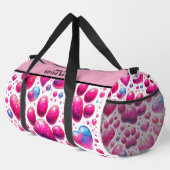 Glänzendes Herz-Blasen-Muster Reise-Monogramm  Duffle Bag (Rechte Ecke)