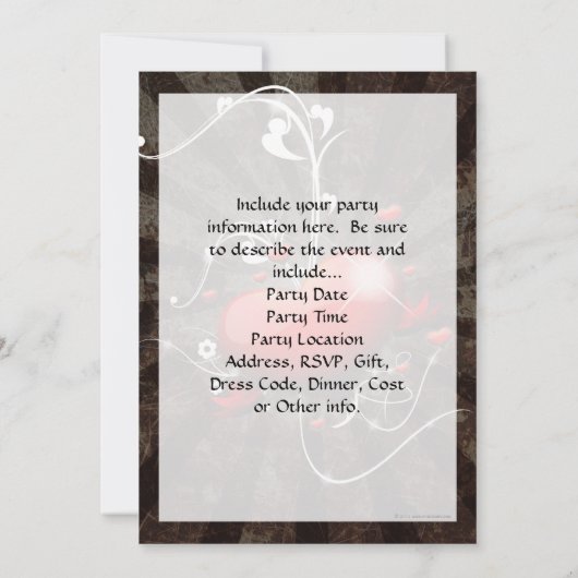 Glänzendes Herz mit Wirblem Grunge-Hintergrund Einladung (Rückseite)