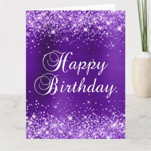 Glänzendes Indigo Lila Folie Großer Alles Gute Zum Karte