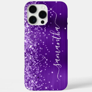 Glänzendes Indigo Lila Glam Mädchen-Signatur iPhone 16 Pro Max Hülle