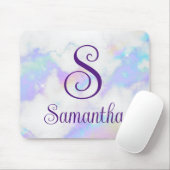 Glänzendes Irisierendes Regenbogen-Marmor-Monogram Mousepad (Mit Mouse)