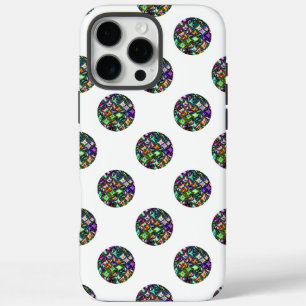 Glänzendes Kaleidoskop-Punktmuster auf Weiß iPhone 16 Pro Max Hülle