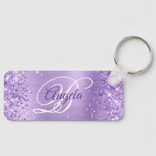 Glänzendes Lavendel-Folien-Monogramm Schlüsselanhänger