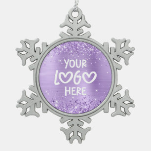 Glänzendes lila Faux-Folie-Firmenlogo Schneeflocken Zinn-Ornament