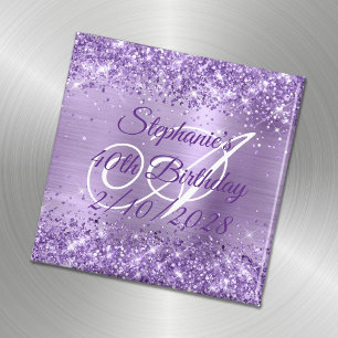 Glänzendes lila Folien-Fancy-Monogramm 40. Geburts Magnet