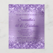 Glänzendes lila Folien-Monogramm 40 & Fabelhaft Ei Flyer (Vorne)