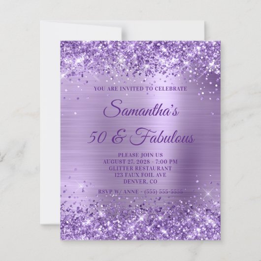 Glänzendes lila Folien-Monogramm 50 & Fabelhaft Ei (Vorderseite)