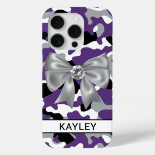 Glänzendes lila-schwarzes Tarnmuster personalisier Case-Mate iPhone Hülle