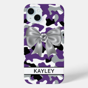 Glänzendes lila-schwarzes Tarnmuster Personalisier Case-Mate iPhone Hülle
