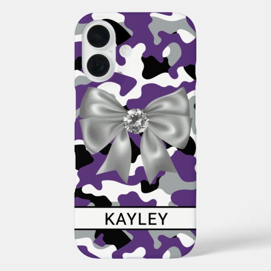 Glänzendes lila-schwarzes Tarnmuster personalisier Case-Mate iPhone Hülle (Rückseite)