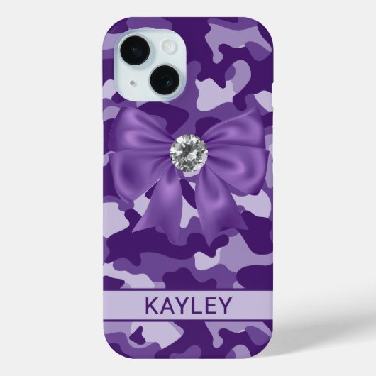 Glänzendes lila-Tarnmuster personalisiert Case-Mate iPhone Hülle (Rückseite)