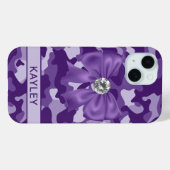 Glänzendes lila-Tarnmuster personalisiert Case-Mate iPhone Hülle (Rückseite (Horizontal))