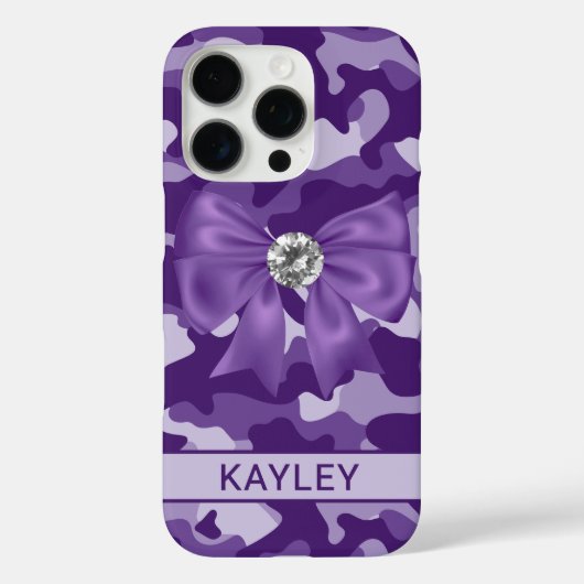 Glänzendes lila-Tarnmuster personalisiert Case-Mate iPhone Hülle (Rückseite)