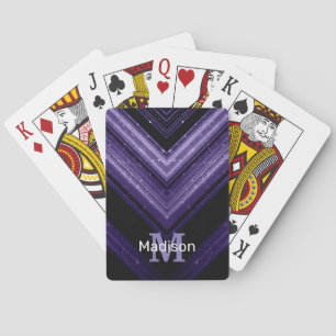 Glänzendes Metall Neon Violett Schwarzes Chevron M Spielkarten