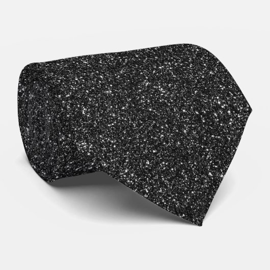 Glänzendes Metallic-Bling-Schwarz-Muster Krawatte (Gerollt)