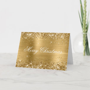 Glänzendes Metallic-Gold-Familienfoto Karte