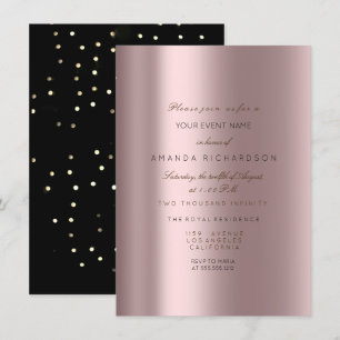 Glänzendes Metallic Gold Schwarz Konfetti Mauve Pi Einladung