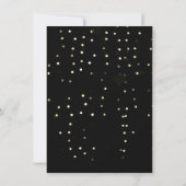 Glänzendes Metallic-Gold-Schwarz-Konfetti-Rubinrot Einladung (Rückseite)