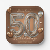 Glänzendes Metallic Silber und Bronze 50. Geburtst Pappteller (Vorderseite)