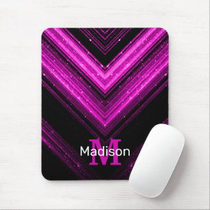 Glänzendes metallisches heißrosa Magenta-Chevron-M Mousepad