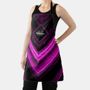 Glänzendes metallisches heißrosa schwarzes Chevron Schürze