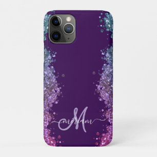 Glänzendes modernes Monogramm Lila Türkis Blau Case-Mate iPhone Hülle