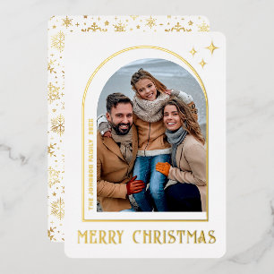 Glänzendes modernes Weihnachten PHOTO Grußkarte Ro Folien Feiertagskarte