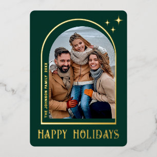Glänzendes modernes Weihnachts-Foto Grußkarte Gold Folien Feiertagskarte
