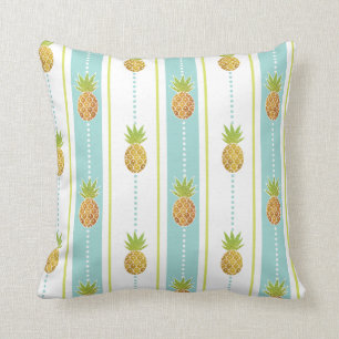 Glänzendes Muster Tropische Ananas & Streifen Kissen