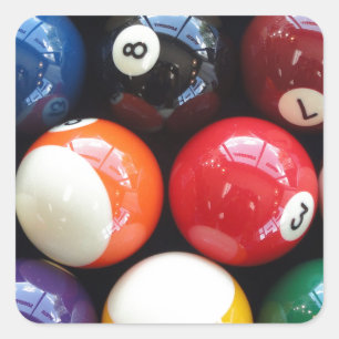 Glänzendes nahes hohes der Poolbälle Quadratischer Aufkleber