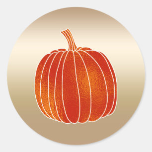 Glänzendes Orange Herbst Kürbis Gold Schimmer Gefa Runder Aufkleber