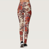 Glänzendes orangefarbenes Blumenstickereimuster au Leggings (Rückseite)