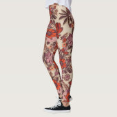Glänzendes orangefarbenes Blumenstickereimuster au Leggings (Links)