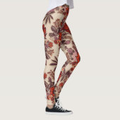 Glänzendes orangefarbenes Blumenstickereimuster au Leggings (Rechts)